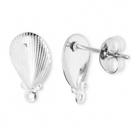 Benodigdheden van Stainless steel Roestvrij staal (RVS) oorbellen / oorsteker shell with loop Silver