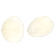 Kralen van acryl egg-shaped Off white-marble