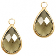 Hanger van crystal glas druppel 18x10mm Greige crystal-gold