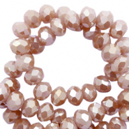 Facet kralen top quality disc 4x3mm Misty rose-amber coating
