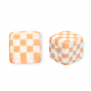 Kralen van acryl square with cubes Light orange-white