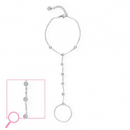 Handkettingen van Stainless steel Roestvrij staal (RVS) Silver-crystal