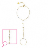 Handkettingen van Stainless steel Roestvrij staal (RVS) Gold-crystal