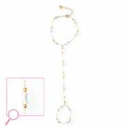 Handkettingen van Stainless steel Roestvrij staal (RVS) Gold-crystal AB-white