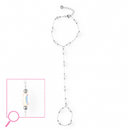 Handkettingen van Stainless steel Roestvrij staal (RVS) Silver-crystal AB-white