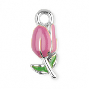 Bedels van Stainless steel Roestvrij staal (RVS) tulip Silver-purple-green