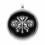 Bedels van Stainless steel Roestvrij staal (RVS) round with bee Silver-black