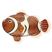 Leren portemonnee clownfish Brown-sand beige-black-white