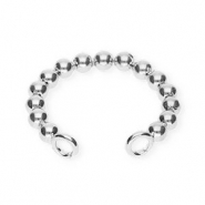 BY31&reg; Oorbellen van Stainless steel Roestvrij staal (RVS) ear cuff spheres with 2 loops Silver