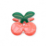 Haaraccessoires haarklem cherries Pearl shine dark coral pink-green