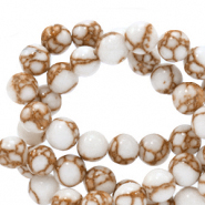 6 mm kralen natuursteen White-copper brown