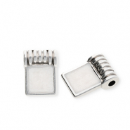 Metaal bedels DQ&reg; square Antiek zilver-pearl white (nikkelvrij)