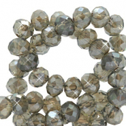 Facet kralen top quality disc 4x3mm Greige rose-pearl shine coating