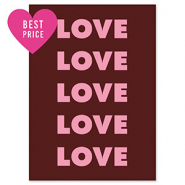 BY31&reg; Kaartjes voor sieraden "Love" Dark brown-dark pink