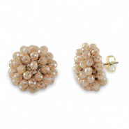 Oorbellen van facet met oogje Beige