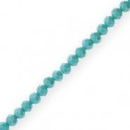 Facet kralen top quality disc 6x4mm Light teal blue-pearl shine coating
