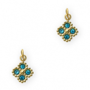 Bedels van Stainless steel Roestvrij staal (RVS) flower Gold-blue