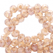 Facet kralen top quality disc 6x4 mm Light pink-top shine coating