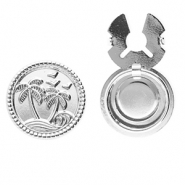 Button covers van Stainless steel Roestvrij staal (RVS) round with palmtree Silver