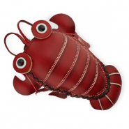 Leren portemonnee lobster Red-sand beige-black-white