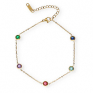 Enkelbandjes van Stainless steel Roestvrij staal (RVS) crystal Gold
