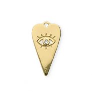 TQ metaal brass bedel Alziend Oog strass Goud