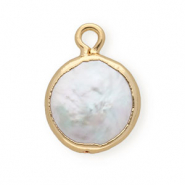 BQ Zoetwater parels bedel round Gold-Natural white