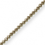 Facet kralen top quality disc 4x3mm Olive green-pearl shine coating