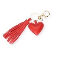Sleutelhangers heart with tassel Red-gold
