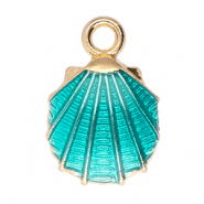 Metaal bedels shell Gold-teal green