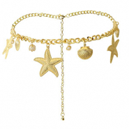 Heupkettingen sea life with imitation pearls Gold-white