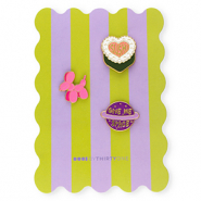 BY31&reg; Kaartje met pins "Sushi"&nbsp;/&nbsp;balloon dog&nbsp;/&nbsp;"Give me space" Green-purple-pink-white-yellow