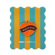 BY31&reg; Kaartje met pin "Badass babe" Teal blue-burnt orange-salmon pink-bordeaux-gold