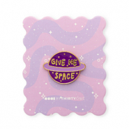 BY31&reg; Kaartje met pin "Give me space" Multicolour purple-yellow-gold