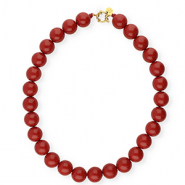 BY31&reg; kettingen van 16mm acryl kralen shiny Salsa red 18-1657 TCX-gold