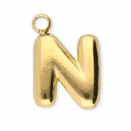 Bedels van Stainless steel Roestvrij staal (RVS) letter N Gold