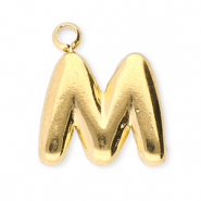 Bedels van Stainless steel Roestvrij staal (RVS) letter M Gold