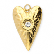 Bedels van Stainless steel Roestvrij staal (RVS) heart Gold-transparent