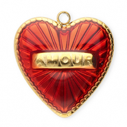 Bedels van Stainless steel Roestvrij staal (RVS) heart Gold-red