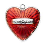 Bedels van Stainless steel Roestvrij staal (RVS) heart Silver-red