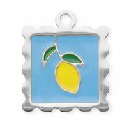 Bedels van Stainless steel Roestvrij staal (RVS) square with lemon Silver-blue-yellow-dark green