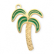 Bedels van Stainless steel Roestvrij staal (RVS) palmtree Gold-dark green