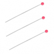 BY31&reg; Benodigdheden van Stainless steel Roestvrij staal (RVS) nietstiften with ball 35mm Silver-magenta pink