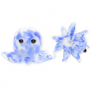 Glaskralen handgemaakt octopus Blue-white