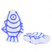 Glaskralen handgemaakt fish White-dark blue