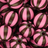 16 mm kralen van DQ&reg; acryl met strepen Pink-golden brown