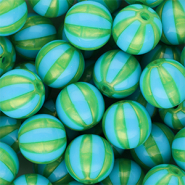 12 mm kralen van DQ&reg; acryl met strepen Blue-green