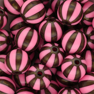 12 mm kralen van DQ&reg; acryl met strepen Pink-golden brown
