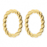 BY31&reg; Oorbellen van Stainless steel Roestvrij staal (RVS) oorstekers oval twisted Gold