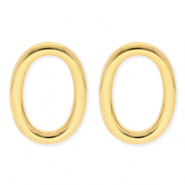 BY31&reg; Oorbellen van Stainless steel Roestvrij staal (RVS) oorstekers oval Gold